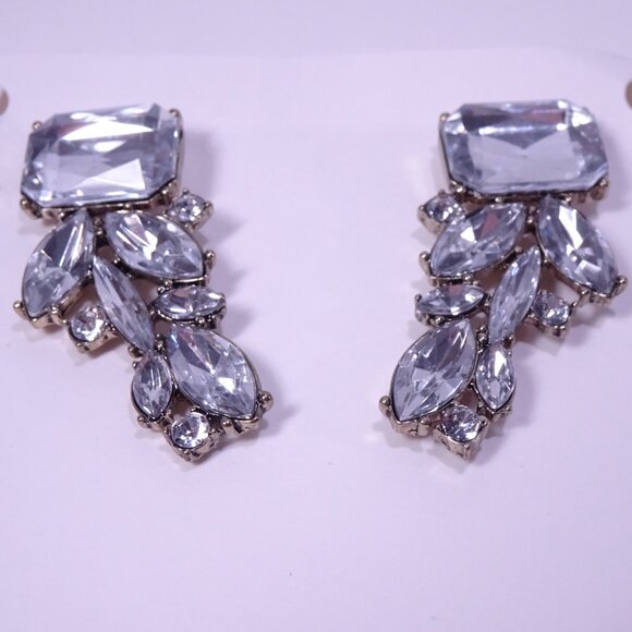 Banana Republic Crystal Wing earrings Statement Gold Clear NWT 49 - Picture 5 of 5